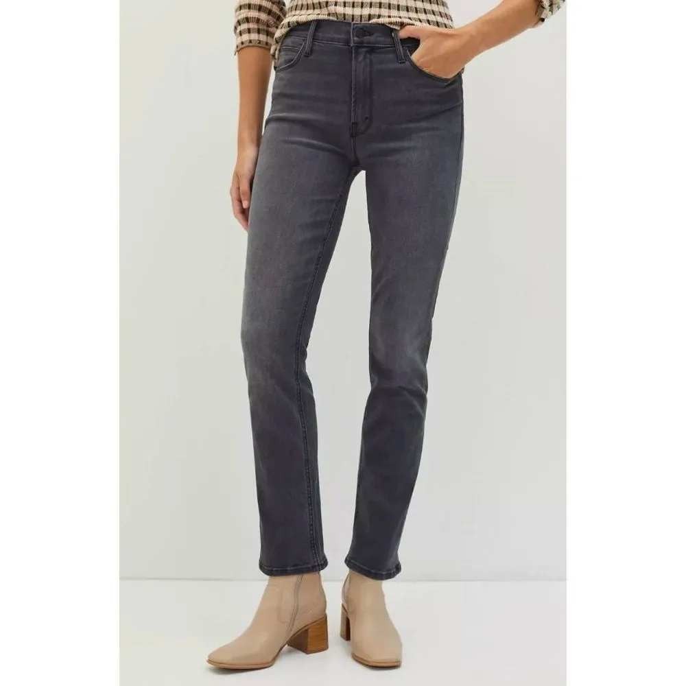 MOTHER The Dazzler Slim Straight Mid Rise‎ Jeans in Lighting Up Lanterns Gray 28